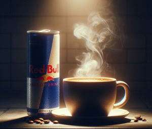 How is coffee compared to Red Bull?